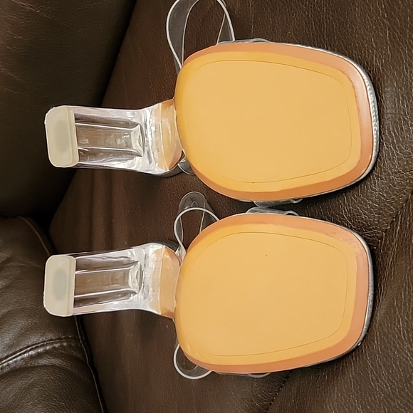 ZARA NWOT, Transparent Heeled Sandals - size 7 ( EU 37) Silver Heel height 3.9 " - Picture 4 of 12